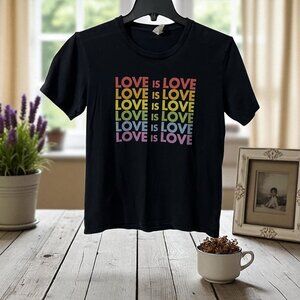 Port & Company Love Is Love Pride Black T-Shirt With Multicolor Print